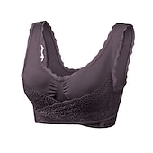 abordables Sostenes-Sujetadores deportivos de encaje de gran tamaño para mujer, sujetador sin aros con hebillas laterales cruzadas en la parte delantera, ropa deportiva para hacer yoga y hacer ejercicio en casa
