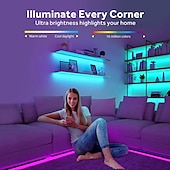 billiga Fjärrkontroll-led strip lights rgb 65.6ft 20m smd 5050 lysdioder färgskiftande vattentät med fjärrkontroll för hem kök tv fest sovrum bar jul heminredning