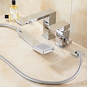 preiswerte Rubinetti per vasca da bagno-Bathtub Faucet - Contemporary Chrome Free Standing Ceramic Valve Bath Shower Mixer Taps / Three Handles Three Holes