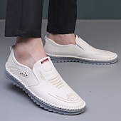 abordables Chaussures sans lacets &amp; mocassins-Mocassins blancs respirants à enfiler pour hommes – chaussures de marche décontractées et légères avec design creux pour les voyages d&#039;été et le quotidien
