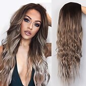economico Parrucche trendy sintetiche-parrucche grigie per le donne parrucche sintetiche parrucche lunghe ondulate per le donne parrucca laterale parte naturale resistente al calore capelli del partito ombre parrucche bionde brizilan