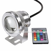 billige Undervannslamper-damlys undervannsfontenelys led nedsenkbar spotlight rgb 16farger vanntett med fjernkontroll 10w dc12v utendørs hage landskapslys 1stk 2stk