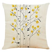 cheap Floral &amp; Plants Style-4PCS Plant Throw Pillow Cover Gold Blue Teal Soft Decorative Cushion Case Pillowcase Bedroom Superior Quality Machine Washable Cushion for Livingroom Sofa Couch Bed Chair