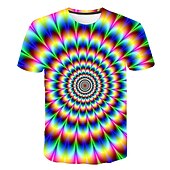 barn pojkar 3d yrsel t-shirt kortärmad regnbåge optisk illusion färgblock 3d-tryck blå lila svart barn toppar sommar basic streetwear sport billiga Pojkens 3D Vision & Geometri-barn pojkar 3d yrsel t-shirt kortärmad regnbåge optisk illusion färgblock 3d-tryck blå lila svart barn toppar sommar basic streetwear sport