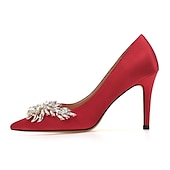 cheap Semi-Formal-Women&#039;s Pink Satin High Heels – Elegant Rhinestone Embellished Pumps for Bride, Weddings, and Special Occasions