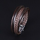 billige Ringer-håndvevde smykke smykker fra flere lag fra lager, etnisk stil retro legering magnetisk spenne skinn armbånd