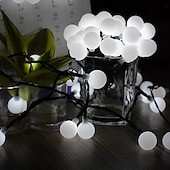 economico Striscie luci ad energia solare-eleganti luci solari per esterni per ricevimenti di nozze – 6,5 m 30 led, lampadine opache impermeabili, bianco caldo&amp;amp;colorato, 8 modalità per decorazioni natalizie