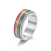 economico Anelli-anelli prosteel pride per donna uomo taglia 9 in acciaio inossidabile lgbtq pride rainbow fidget ring
