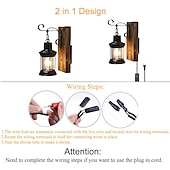 Недорогие Бра-Lightinthebox светодиодный настенный светильник винтажный ретро деревянный металл живопись цветной настенный светильник бра светильник с вилкой длиной 6 футов и выключателем вилка