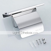 economico Portarotoli carta igienica-porta carta igienica acciaio inox per bagno con ripiano portacellulare da parete argentato 1pz