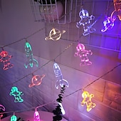זול מופעל באמצעות USB-חלל led אסטרונאוט אורות מחרוזת סוללה או usb פעולה 1.5 m 3 m 6 m רקטה פלנטה led פיות מחרוזת אור של ילדי החדר של ילד מסיבת חג מנורת קישוט הבית