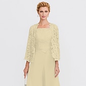 cheap Mother&#039;s Wraps-Mother&#039;s Wraps Bolero Coats / Jackets Elegant 3/4 Length Sleeve Floral Lace Wedding Guest Wraps With Lace For Fall Wedding Event Formal Party Spring &amp; Summer Only Wraps dress to impress 2025