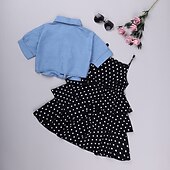 abordables Ensembles pour filles-Fille 3D Pois Ensemble de Vêtements Manche Courte basique Enfants
