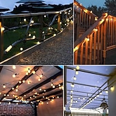 cheap Solar String Lights-Solar Outdoor Waterproof LED String Lights 5M 3.5M G50 Retro Bulb Patio lights Christmas Dorm Party Lights Street Garden Wedding Decorative