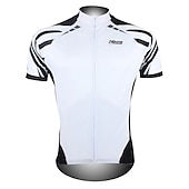 abordables Maillots pour hommes-Homme Maillot Velo Cyclisme Manche Courte Cyclisme Maillot Top avec 3 poches arrière VTT Vélo tout terrain Vélo Route Respirable Séchage rapide Résistant aux ultraviolets Zip frontal Blanche Jaune