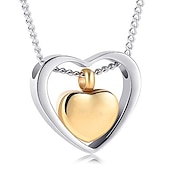 abordables Colliers-yinplsmemory crémation cendres bijoux double coeur urne collier pour cendres souvenir pendentif commémoratif urne médaillons pour cendres pour un être cher (argent et or)