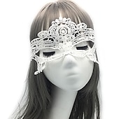 baratos Acessórios e mais-máscara de renda feminina máscara de olho de senhora festa de adultos carnaval adereços de halloween acessórios de renda tactel vermelho branco preto feminino fantasias de máscara de olho