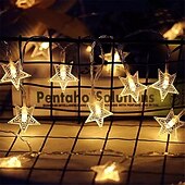 abordables Guirlandes lumineuses USB-Guirlande lumineuse LED en forme d&#039;étoile pour réception de mariage élégante - 1,5 m 10 LED, 3 m 20 LED, guirlande alimentée par USB/batterie pour décoration de vacances en extérieur