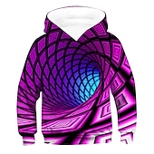 preiswerte Jungen 3D Vision &amp; Geometrie-Kindertag Jungen 3D Hahnentrittmuster Kapuzenpullover Langarm 3D-Druck Aktiv Basic kinderkleidung