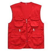 billiga Herrars fiskeväst-Herr Dam Fiskeväst Vandringsväst Ärmlös Väst Jacka Överdelar Utomhus Andningsfunktion Snabb tork Multi Pocket Lättvikt Vår Polyester Svart Gul Rubinrött Fiske Klättring Löpning