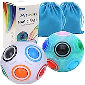 billige Magiske kuber-regnbue puslespill ball kube magisk regnbue ball puslespill fargeskift puslespill ball fidget leketøy stress reliever hjernetrim for festlige og voksne sett med 2