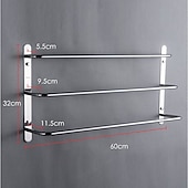 cheap Towel Bars-Wall Mounted Towel Rack,Stainless Steel 3-TierTowel Bar Storage Shelf for Bathroom 60cm Towel Holder Towel Rail Towel Hanger