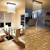 cheap Unique Chandeliers-Crystal Chandelier Ceiling Light Hot K9 Rectangle Hanging Lamp for Living Room Dining Room Wave Crystal Chandelier Pendant Lights Bar Island Cabinet Lamp