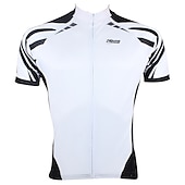 abordables Maillots pour hommes-Homme Maillot Velo Cyclisme Manche Courte Cyclisme Maillot Top avec 3 poches arrière VTT Vélo tout terrain Vélo Route Respirable Séchage rapide Résistant aux ultraviolets Zip frontal Blanche Jaune