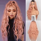 economico Parrucche trendy sintetiche-parrucche grigie per le donne parrucche sintetiche parrucche lunghe ondulate per le donne parrucca laterale parte naturale resistente al calore capelli del partito ombre parrucche bionde brizilan