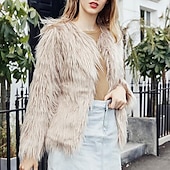 cheap Faux Fur Wraps-Pink Faux Fur Wraps Women&#039;s Wrap Winter Shrug Keep Warm Coats / Jackets Long Sleeve Faux Fur Fall Wedding Guest Wraps With Pure Color For Party Wedding