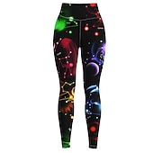 Χαμηλού Κόστους Γιόγκα κολάν &amp; καλσόν-Γυναικεία Παντελόνι για γιόγκα Αντίστροφη καρότσα Έλεγχος κοιλιάς Ψηλή Μέση Γυμναστήριο προπόνηση Τρέξιμο Καταλληλότητα Καλσόν Ποδηλασία Κολάν Σχέδιο γαλαξίας Μαύρο Φθινόπωρο Χειμώνας Αθλητισμός