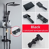 abordables Robinets de douche-Robinet de douche, système de pommeau de douche à effet pluie Ensemble de mitigeur thermostatique - douchette incluse douche à effet pluie extractible finitions peintes antiques contemporaines