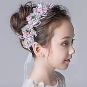 preiswerte Haarreifen &amp; Tiaras-niedliche Prinzessin Hochzeit Kopfbedeckung Blume Hochzeit Haarzubehör Perle Strass Stirnband Braut Hochzeit Diademe für Blumenmädchen und Frauen