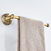 cheap Towel Bars-Golden Brushed Brass Towel Holder Bathroom Accessory Towel Ring/Toilet Paper Holder/Robe Hook Antique Brass Bathroom Single Rod Wall Mounted Carved Design