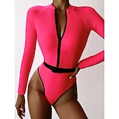 preiswerte One Pieces Rash Guards-Damen Rash Guard Badeanzug Frontreißverschluss Spandex UPF50+ Schnelltrocknend Langarm Bodysuit Badeanzug Surfen Strand Wassersport Sommer