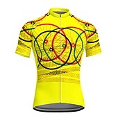 cheap Men&#039;s Jerseys-Men&#039;s Cycling Jersey Short Sleeve Bike Jersey Top with 3 Rear Pockets Mountain Bike MTB Road Bike Cycling Breathable Quick Dry Moisture Wicking Soft Yellow Pink Blue Graphic Polyester Sports Clothing