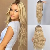 economico Parrucche trendy sintetiche-parrucche grigie per le donne parrucche sintetiche parrucche lunghe ondulate per le donne parrucca laterale parte naturale resistente al calore capelli del partito ombre parrucche bionde brizilan