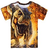 abordables Animales 3D para Niño-Niños Chico Camiseta Manga Corta Bleu Ciel Azul cielo Azul marinero Impresión 3D Dinosaurio Animal Escuela Diario Interior Básico Fresco 3-12 años / Verano