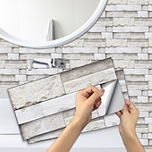 voordelige Tegelstickers-15x30cm 6 stks tegels muurstickers tegel verf backsplash verwijderbare waterdichte zelfklevende stickers woondecoratie woonkamer keuken badkamer decor (zwart, zelfklevende decoratieve muursticker