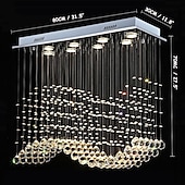cheap Chandeliers-Crystal Chandelier Ceiling Light Luxury Wave Design 70cm Hot K9 Rectangle Hanging Lamp for Living Room Dining Room Crystal Chandelier Bar Island Cabinet Lamp Ceiling Pendant Lights