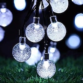 cheap Solar String Lights-Elegant Wedding Party Reception 7M 50LED Solar LED String Lights - Waterproof Bubble Ball Fairy Lights for Garden, Holiday Decor Warm White &amp; Colorful