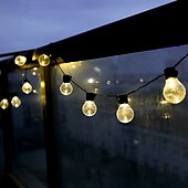 economico Striscie luci ad energia solare-elegante festa di ricevimento di nozze luci a globo per esterni luci solari a led per matrimonio 6m-30 lampadine 5m-20 lampadine luci da giardino per matrimonio impermeabili per layout di festa di