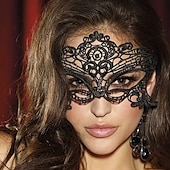 baratos Acessórios e mais-máscara de renda feminina máscara de olho de senhora festa de adultos carnaval adereços de halloween acessórios de renda tactel vermelho branco preto feminino fantasias de máscara de olho