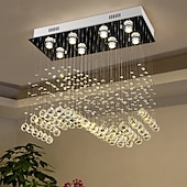 cheap Chandeliers-Crystal Chandelier Ceiling Light Luxury Wave Design 70cm Hot K9 Rectangle Hanging Lamp for Living Room Dining Room Crystal Chandelier Bar Island Cabinet Lamp Ceiling Pendant Lights