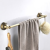 cheap Towel Bars-Golden Brushed Brass Towel Holder Bathroom Accessory Towel Ring/Toilet Paper Holder/Robe Hook Antique Brass Bathroom Single Rod Wall Mounted Carved Design