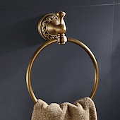 cheap Towel Bars-Golden Brushed Brass Towel Holder Bathroom Accessory Towel Ring/Toilet Paper Holder/Robe Hook Antique Brass Bathroom Single Rod Wall Mounted Carved Design