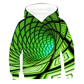 preiswerte Jungen 3D Vision &amp; Geometrie-Kindertag Jungen 3D Hahnentrittmuster Kapuzenpullover Langarm 3D-Druck Aktiv Basic kinderkleidung