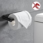 billige Toalettrullholdere-roterbar / sammenleggbar toalettpapirholder selvklebende papirrulleholder 304 rustfritt stål papirhåndkleholder sort børstet