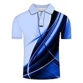 abordables Polo géométrique pour homme-Homme Géométrique Polo Chemise de golf Manche Courte Polos Chemises à Col Vêtement décontracté de travaile Vêtements de vacances Tenue formelle Vêtements de festival Boutons Impression 3D Vert Claire