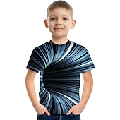 cheap Boy&#039;s 3D Vision &amp; Geometry-Boys 3D Graphic Color Block Optical Illusion T shirt Tee Short Sleeve 3D Print Summer Sports Streetwear Basic Kids 3-12 Years